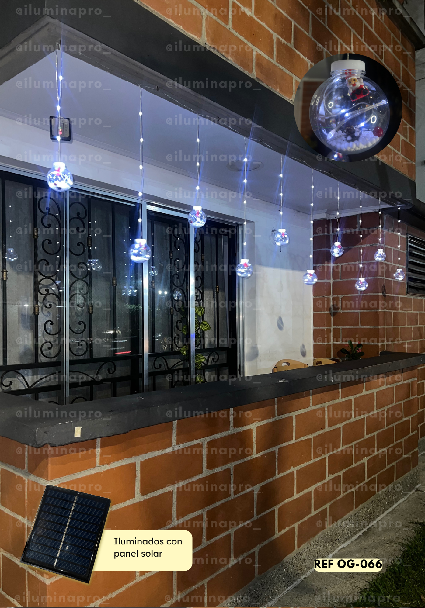⚪🎄 CORTINA BOLA + BOLA SOLAR (3m ancho x 80cm caída)